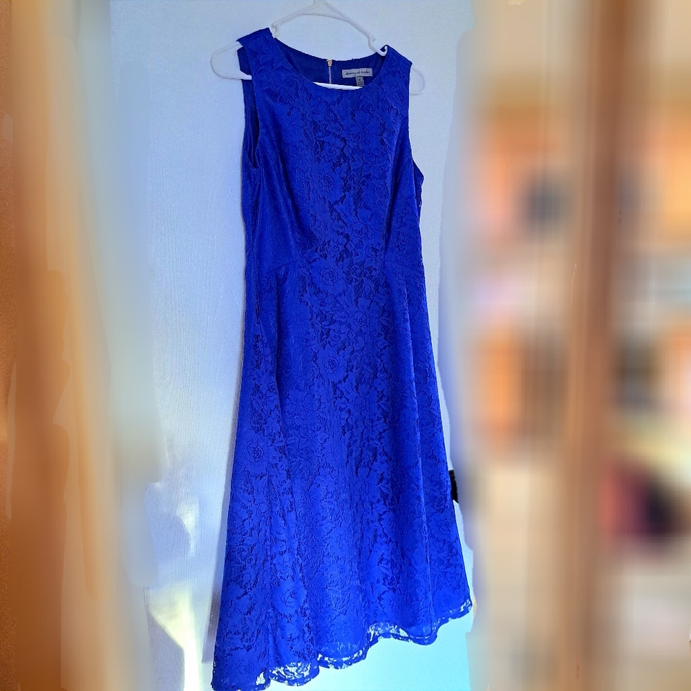 Lacey Blue Mid-Length A-Line Dress